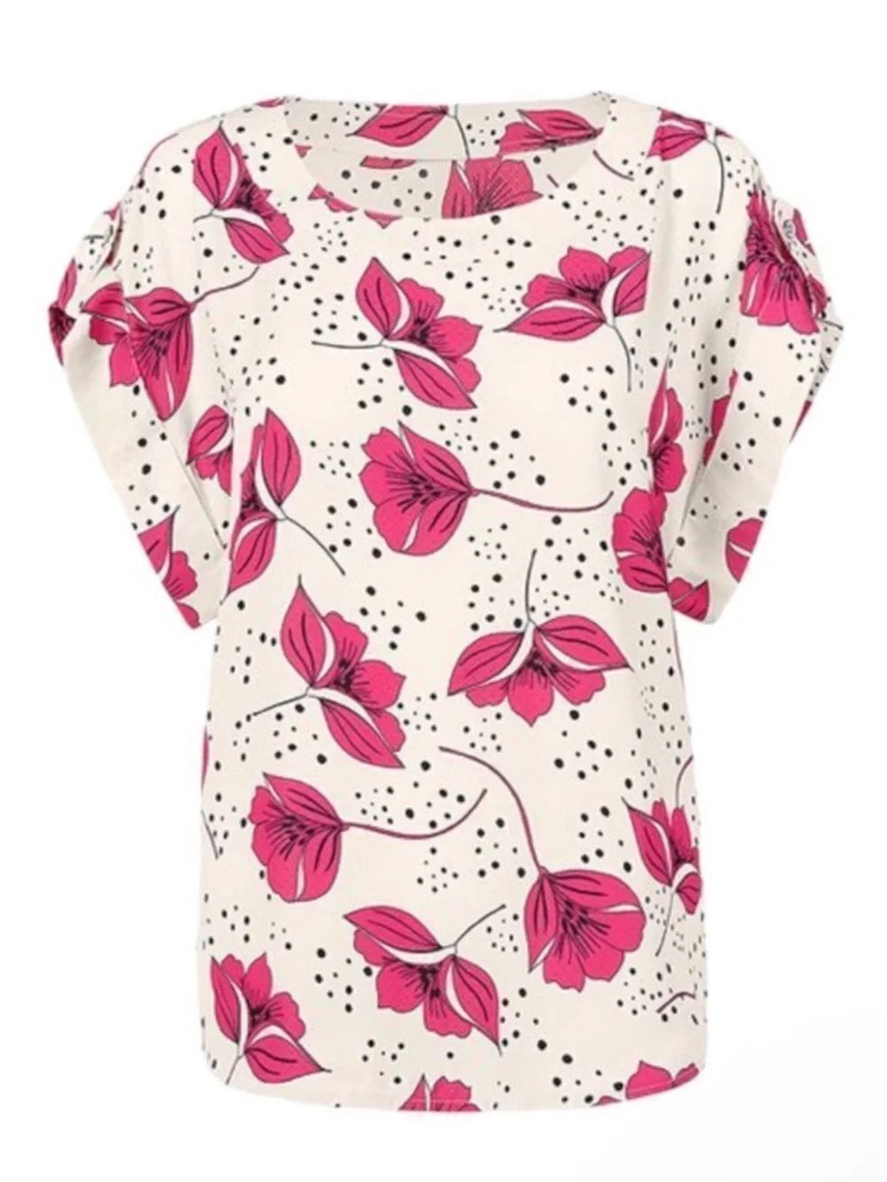 CABI Fuchsia Floral Boxy Blouse Top XS
